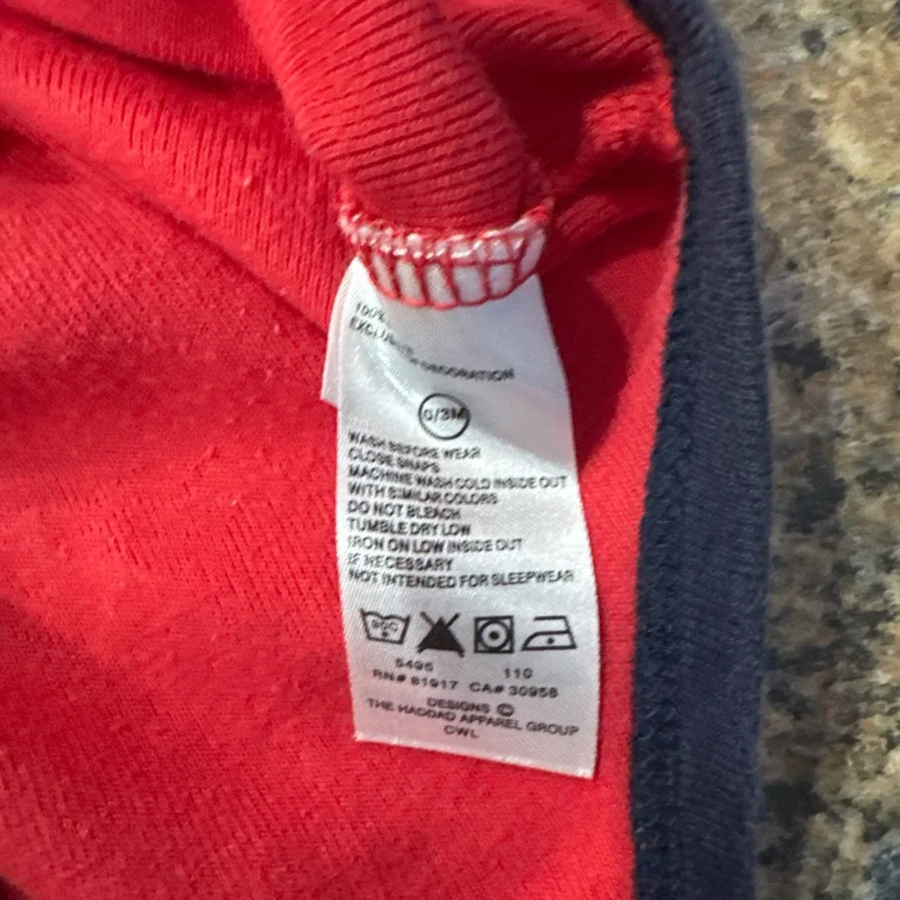 Nike Kids Bodysuit in Red with Blue Trim 0-3M